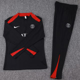 24-25 PSG Black Half Pull Tracksuit (半拉链)(红色领)