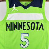 TIMBERWOLVES EDWARDS #5 Fluorescent green Top Quality Hot Pressing NBA Jersey (Trapeze Edition)飞人版