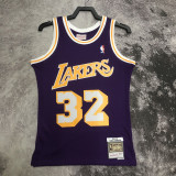 1984-85 LAKERS JOHNSON #32 Purple Retro Top Quality Hot Pressing NBA Jersey(圆领）