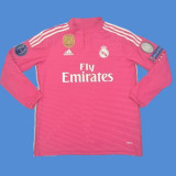 2014-2015 RMA Away Pink Long Sleeve Retro Soccer Jersey