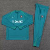 24-25 Portugal Dark Green Kids Half Pull Tracksuit (童装)(半拉链)