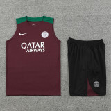 24-25 PSG Jujube Red Tank top and shorts suit