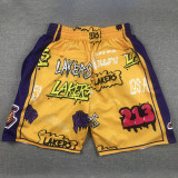 Lakers Yellow City Edition Top Quality NBA Pocket Pants *湖人涂鸦