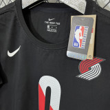 T187 Trail Blazers LILLARD #0 Black High Quality Casual T-Shirt