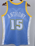 2003-04 Nuggets ANTHONY #15 Light Blue Retro Top Quality Hot Pressing NBA Jersey