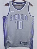 22-23 Kings SABONIS #10 Grey City Edition Top Quality Hot Pressing NBA Jersey