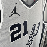 20-21 SA Spurs DUNCAN #21 Grey Top Quality Hot Pressing NBA Jersey (Trapeze Edition) 飞人版