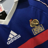 1998 France Home Long Sleeve Retro Soccer Jersey (长袖)(右胸带小字)