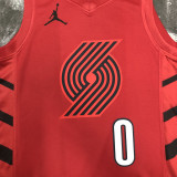 22-23 TRAIL BLAZERS LILLARD #0 Red Top Quality Hot Pressing NBA Jersey (Trapeze Edition)