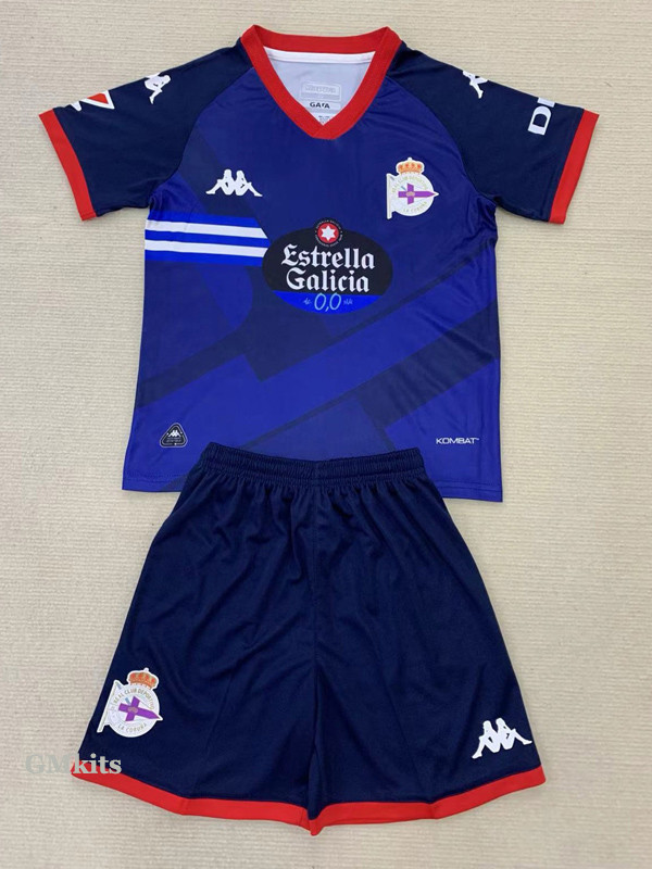 24-25 La Coruna Away Kids Soccer Jersey