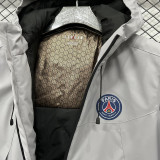 24-25 PSG Jordan Cotton Thickened warm Grey Outdoor Jackets #A805加棉冲锋衣