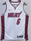 22-23 HEAT JAMES #6 White Top Quality Hot Pressing NBA Jersey (V领）