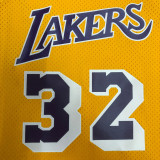 1984-85 LAKERS JOHNSON #32 Yellow Retro Top Quality Hot Pressing NBA Jersey(圆领)