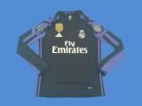 2016-2017 RMA Away Black Long Sleeve Retro Soccer Jersey (长袖)