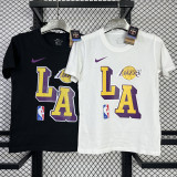 T133 Lakers Black 75th Anniversary High Quality Casual T-Shirt