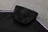 24-25 Germany Black Hoodie Half Pull Tracksuit #F595半拉连帽