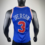 1996-97 76ERS IVERSON #3 Blue Retro Top Quality Hot Pressing NBA Jersey(圆领）