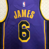 22-23 LAKERS JAMES #6 Purple Top Quality Hot Pressing NBA Jersey (Trapeze Edition)