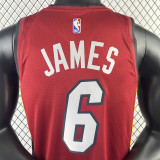 22-23 HEAT JAMES #6 Red Top Quality Hot Pressing NBA Jersey (Trapeze Edition) 飞人版