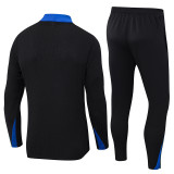 24-25 France Black Kids Half Pull Tracksuit (童装)(半拉链)