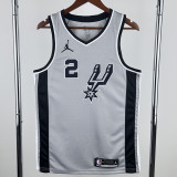 20-21 SA Spurs LEONARD #2 Grey Top Quality Hot Pressing NBA Jersey (Trapeze Edition) 飞人版