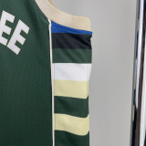22-23 BUCKS LILLARD #0 Away Green Top Quality Hot Pressing NBA Jersey(V领)
