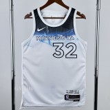 24-25 Timberwolves TOWNS #32 White City Edition Top Quality Hot Pressing NBA Jersey