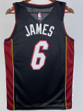 22-23 HEAT JAMES #6 Black Top Quality Hot Pressing NBA Jersey (V领）