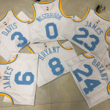 22-23 LAKERS JAMES #6 White Top Quality Hot Pressing NBA Jersey (Retro Logo)