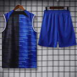 24-25 INT Blue-Black Tank top and shorts suit (条纹)