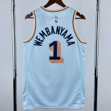 24-25 SA Spurs WEMBANYAMA #1 Light blue City Edition Top Quality Hot Pressing NBA Jersey