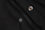 24-25 Sao Paulo Black Hooded Windbreaker Fabric Cotton Coat #G261