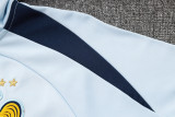 24-25 France Light blue Hoodie Half Pull Tracksuit #F589半拉连帽
