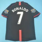 2007-2008 Man Utd Away Black Retro Soccer Jersey