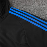 24-25 Cruzeiro Black Hooded Windbreaker Fabric Cotton Coat #G215