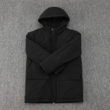 24-25 Palmeiras Black Hooded Windbreaker Fabric Cotton Coat #G236