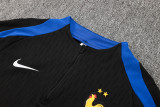 24-25 France Black Kids Half Pull Tracksuit (童装)(半拉链)