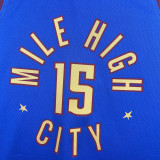 22-23 Nuggets JOKIC #15 Blue Top Quality Hot Pressing NBA Jersey (Trapeze Edition) 飞人版