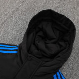 24-25 Cruzeiro Black Hooded Windbreaker Fabric Cotton Coat #G215