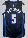 22-23 Magic BANCHERO #5 Black Top Quality Hot Pressing NBA Jersey（黑色条纹）