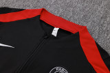 24-25 PSG Black Half Pull Tracksuit (半拉链)(红色领)