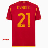 23-24 Roma Home Fans Soccer Jersey (Print RI..SE. ) (圆圈广告)