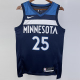 22-23 Timberwolves ROSE #25 Blue Top Quality Hot Pressing NBA Jersey