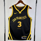 23-24 WARRIORS PAUL #3 Black City Edition Top Quality Hot Pressing NBA Jersey (V领)