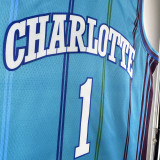 23-24 HORNETS BALL #1 Blue Top Quality Hot Pressing NBA Jersey (Retro Logo)