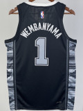 22-23 SA Spurs WEMBANYAMA #1 Black Top Quality Hot Pressing NBA Jersey (Trapeze Edition) 飞人版