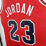 1984-85 BULLS JORDAN #23 Red Retro Top Quality Hot Pressing NBA Jersey(圆领）