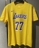 24-25 Lakers DONCIC #77 Yellow High Quality Casual T-Shirt