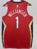 22-23 Pelicans WILLIAMSON #1 Red Top Quality Hot Pressing NBA Jersey (Trapeze Edition) 飞人版