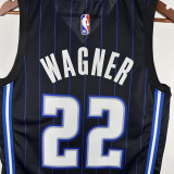 22-23 Magic WAGNER #22 Black Away Top Quality Hot Pressing NBA Jersey（黑色条纹）
